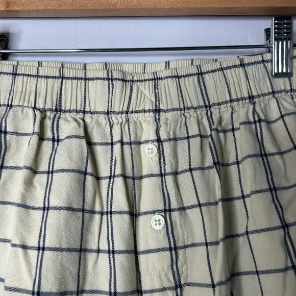 Madewell Plaid Flannel Long Sleeve Pajama Set Women’s Small Cream Lounge Cozy - Picture 13 of 15